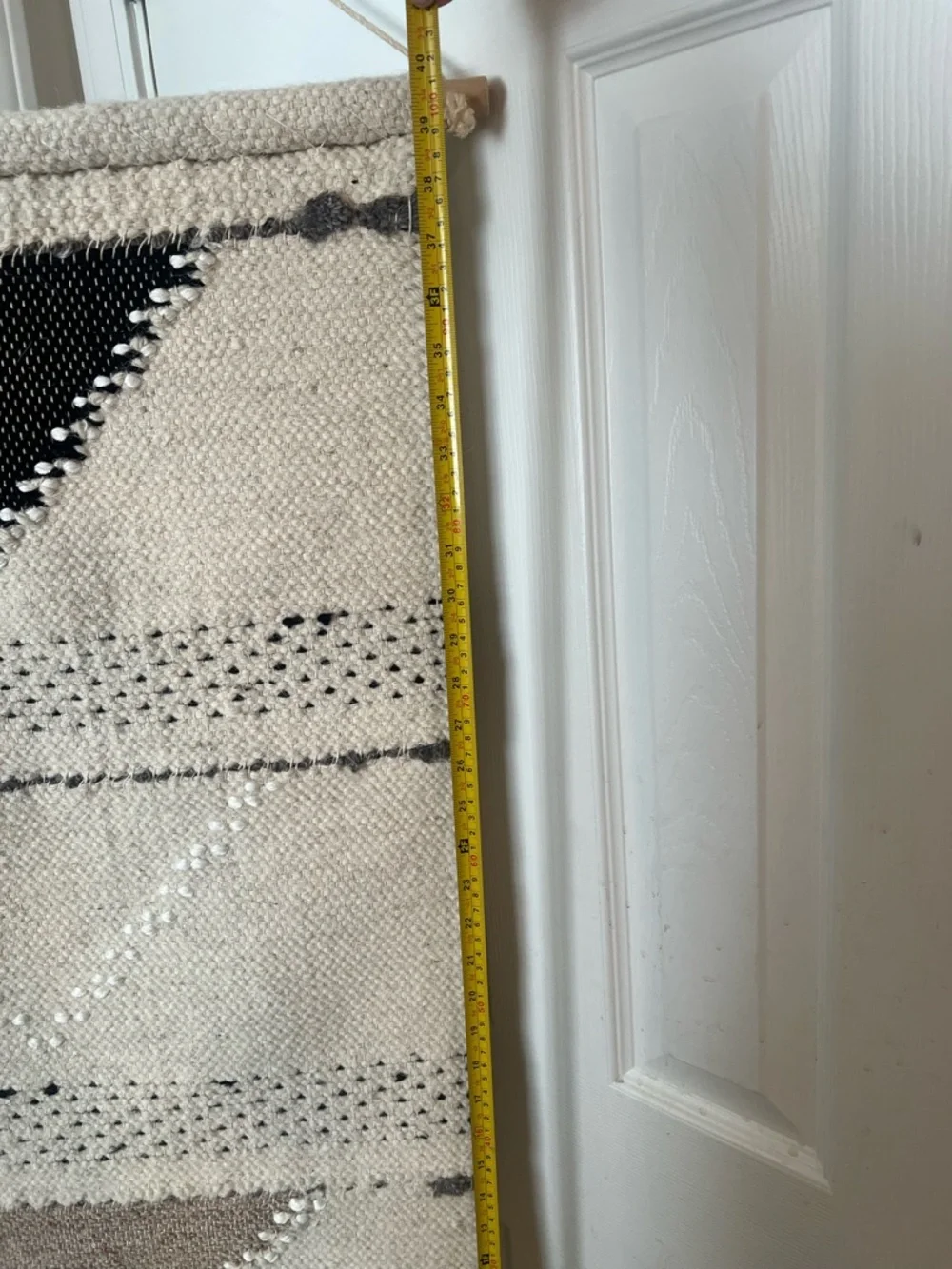 Handwoven Cream and Black Wall Hanging Tapestry - Brand wool wall hanging art - Picture 8 of 10